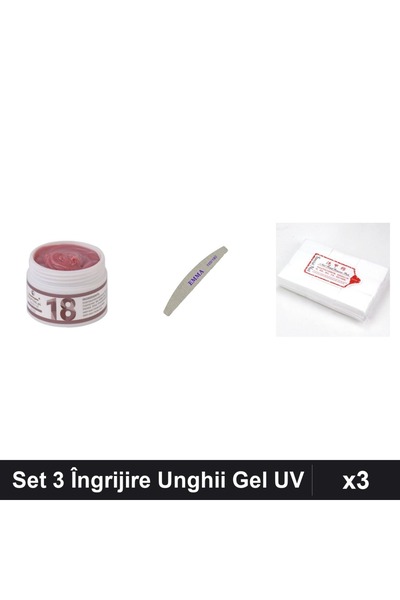 Makeup Set 3 Îngrijire Unghii FSM Gel Constructie UV LED 15g Pila EMMA Servet...
