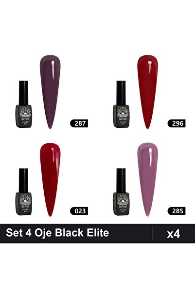 Makeup Set of 4 Semi-permanent Nail Polish Black Elite 8ml, Shades 287 296 02...