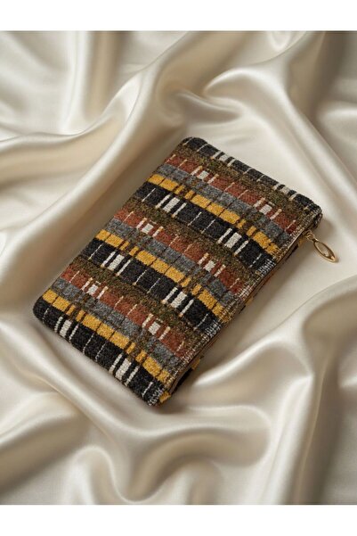 VELORİA BAG & SCARF Veloria Bag Zigzag clucth çanta DOKUMA KUMAŞ ve KORUMA PE...