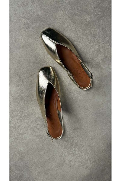 MERVE SARIDEMİR SHOES Gold Slingback Babet