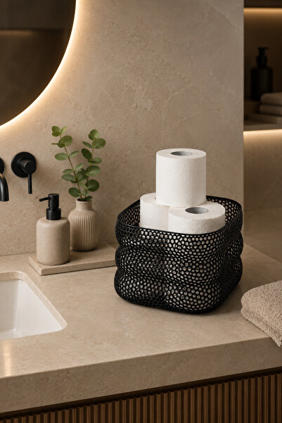 Arvella Studio Dekoratif Çok Amaçlı Banyo Sepeti | Modern Tasarım Havlu & Tuv...