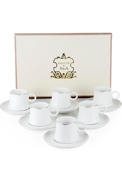 Cuisine Art ShallowClassic 6-Piece 90cc Coffee Cup Set in White Porcelain Cer...