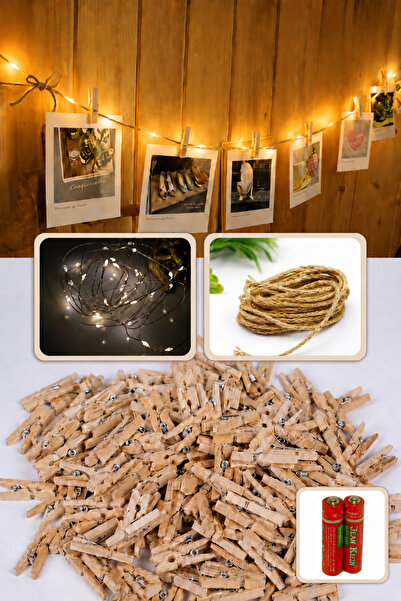 etxShop Peri Led Işıklı Fotoğraf Köşesi Mandallı Dekor Ev Dekor Konsept Hediy...