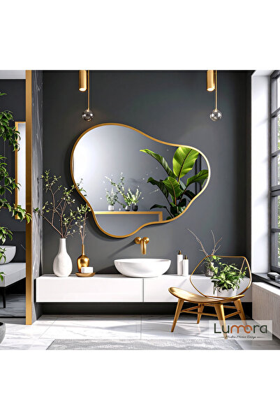 lumora mirror design Nira Modern Gold Boyalı MDF Çerçeveli Dekoratif Ayna