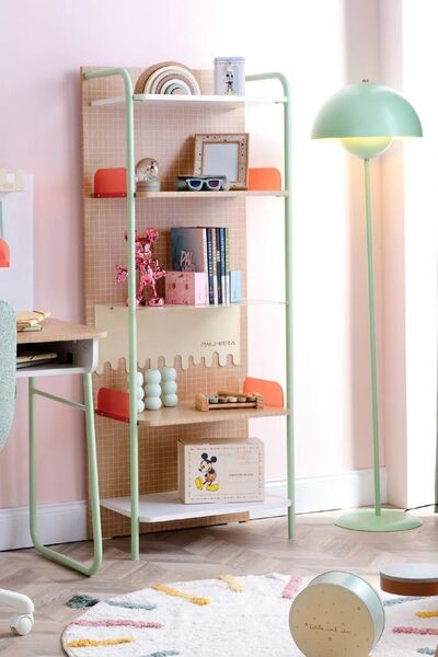 Palmera JOLLY Metal Destekli Genç Odası Kitaplık - Modern Ahşap ve Metal Raf ...