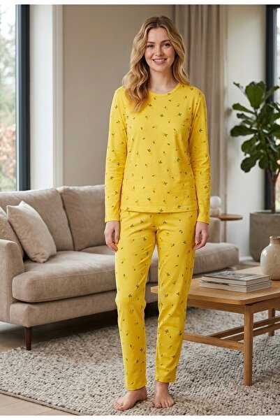 Uzunlar Tekstil Genç Gurup %100 Pamuk Kısa Kol Alt Uzun Pijama Takımı