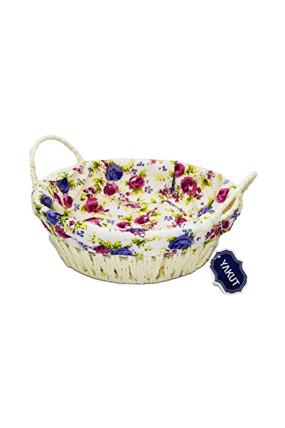 atastore2017 Ruby Colored Clothed Round Bread Basket Wicker 8820
