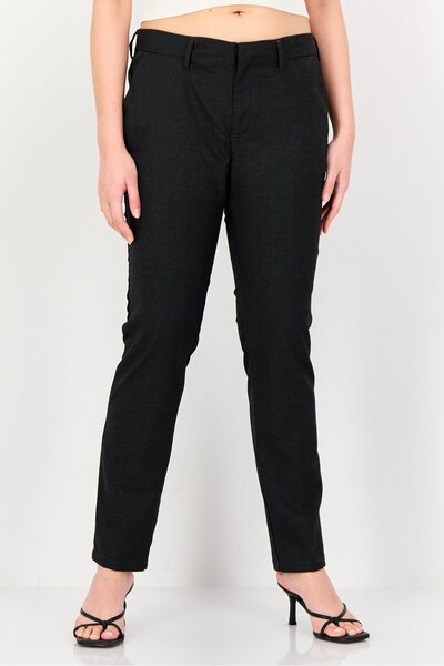 Reiko Women Cigarette Fit Solid Dress Pants, Black