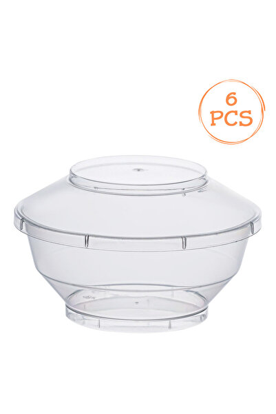 Zumzeria Reusable Transparent Round Plastic Bowls with Lid 200ml - 6pcs