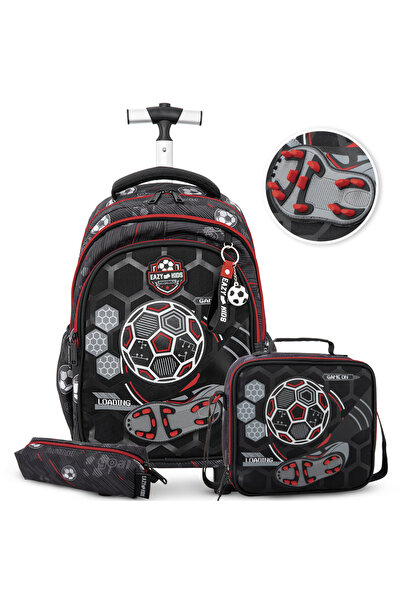 Eazy Kids 17” 3-Piece Trolley School Backpack with Lunch Bag & Pencil Case, F...