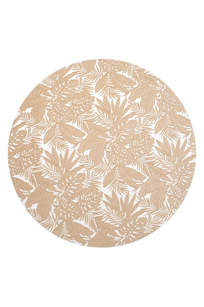 Zumzeria Transparent Round Plate Stand with Beige Leaf Design Ø38cm