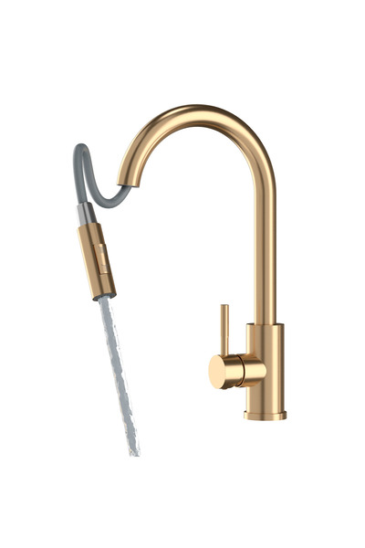 Granitan Baterie Bucatarie Loseto, Extensibila, 2 Functii, 39cm, Aur