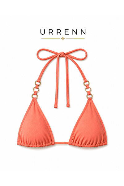 Urrenn Triangle Bikini Top — Halter Neck Quick Dry Single Top Bikini with Rin...