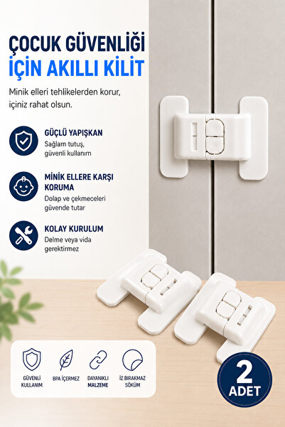 Kinlee Çocuk Güvenlik Kilidi 2’li Set – Dolap Çekmece Buzdolabı Çok Amaçlı Em...