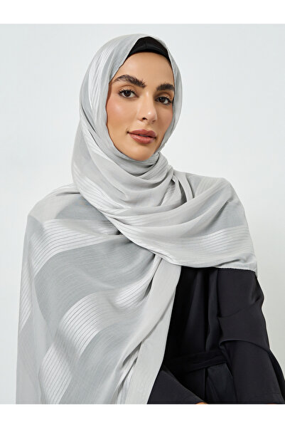 Take Two By Styli Grey Breathable Stretchy Pearl Chiffon Hijab