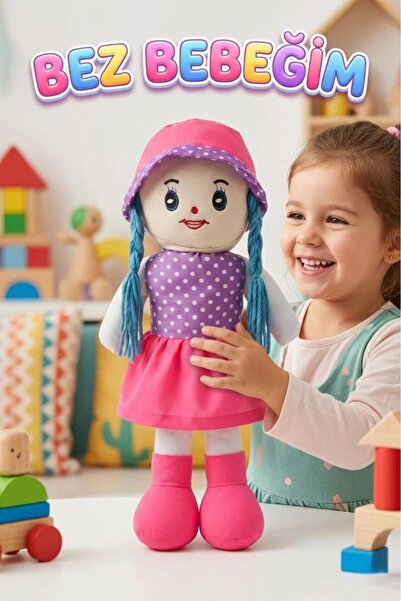 Tıfıl Toys Fatma Bebek! 48cm Büyük Puantiye Desenli Elbiseli ve Şapkalı El Ya...