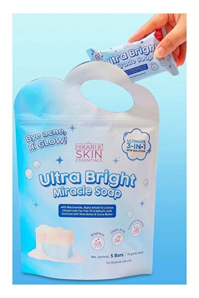 Hikari BYE acne Hi GLPW SKIN ESSENTIALS ULTRA BRIGHT MIRACLE SOAP 5BARS/75GRA...