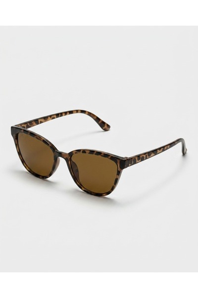 funeyes Nancy Cat Eye Slanted Leopard Patterned Brown Glass Lightweight Sungl...