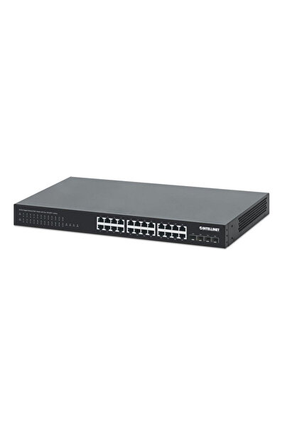 Intellinet 24x 10/100/1000 Mbps PoE+ 370W + 4x SFP+ 10G Uplink, Rack 19"