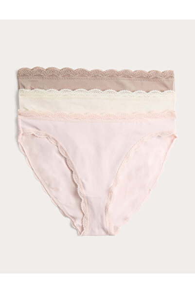 High Leg Panty Set of 3 with Lace Detail