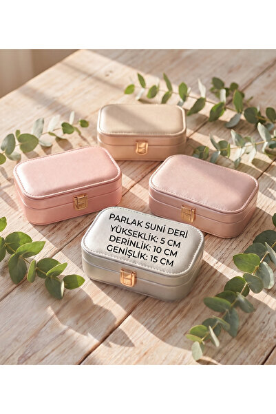 Meya design Lüks Görünümlü Takı ve Mücevher Çantası – Seyahat Boy Parlak Deri...