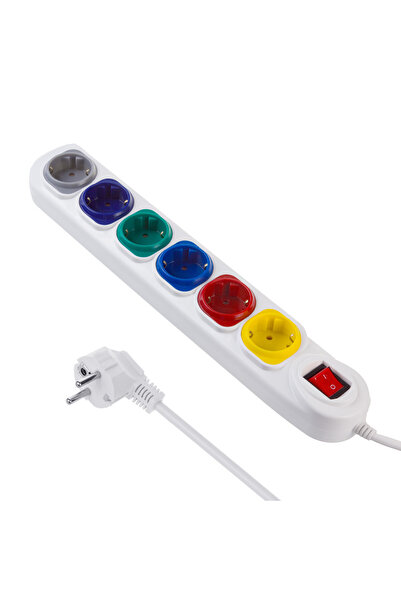 Maclean power strip, 6 sockets extension cable, with switch, 250VAC/10A, 1.5m...