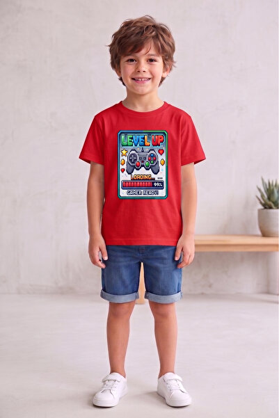 remonz Tricou negru cu imprimeu Game pentru băieți - Tricou cu tematică Level Up