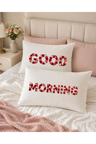 Elbasan Tekstil Good Morning 50 X 70 cm Pillowcase 1 Pair with Rose Pattern
