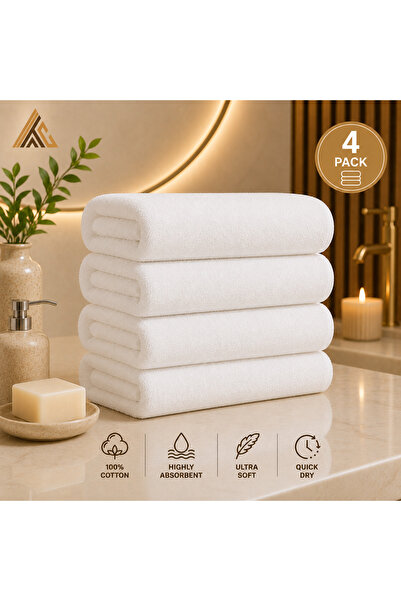 Arabian Threads Classic White Bath Towel – 100% Cotton, Ultra Soft & Absorben...