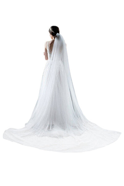 VeeShop Cathedral style wedding veil, double, ruffled, with comb, 300cm V30