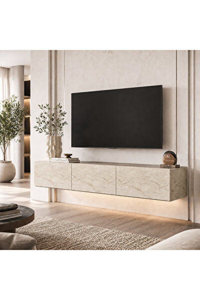 MERT SERT MOBİLYA Alfa 180cm Ledli Tv Sehpası, Günışığı Led, Tv Ünitesi