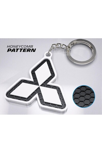 OEM Premium car Keychain , Mitsubishi – 3D design with honeycomb texture