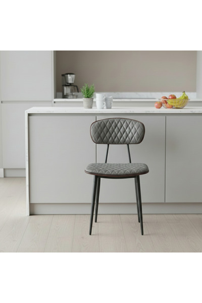 Ebticar Modern Leather Accent Dining Chair - Dark Grey