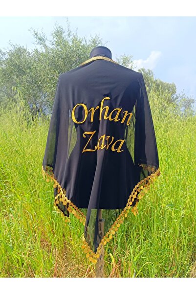 Sanatsal Nakış Nakışlı Pullu İsme Özel Zawa - Kına Örtüsü - Damat Örtüsü - Kı...