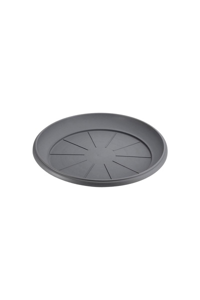 Zumzeria Ghiveci de flori din plastic antracit, cu farfurie, Ø17x2.5cm