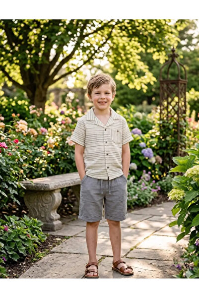 MonAlisa Kids Boy's Blue Shorts Holiday Outfit