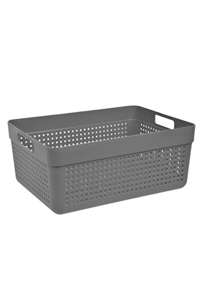 Zumzeria Charcoal Plastic Storage Basket with Handles 10L