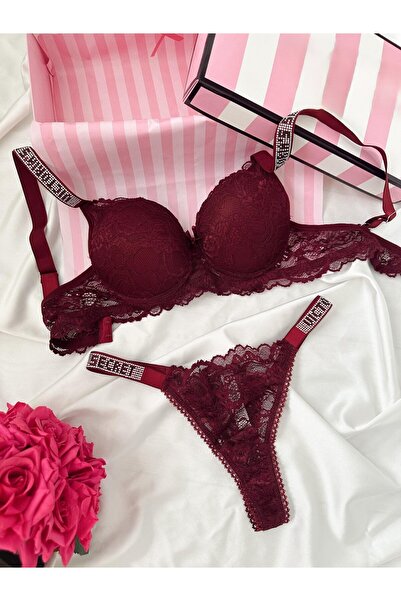 Kelebeklingerie Dantelli Push Up Sütyen String Takım
