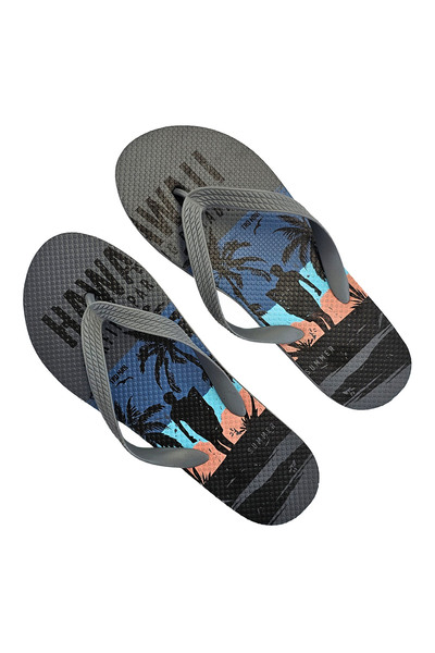 Zumzeria Orange Gray Hawaii Slippers for Men