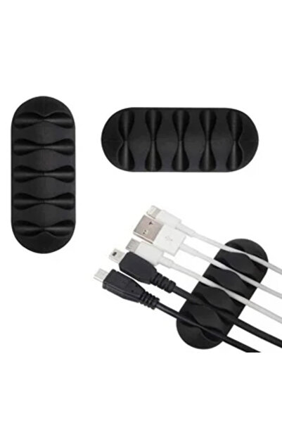 Zumzeria Black Plastic Cable Organizer 2.8x6.6cm - 2pcs