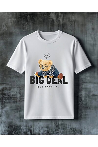 COMVİCHO تي شيرت كبير الحجم مطبوع عليه big deal ayicik