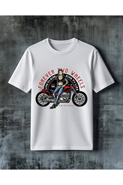 COMVİCHO Forever Two Wheels Harley Printed Oversize T-Shirt