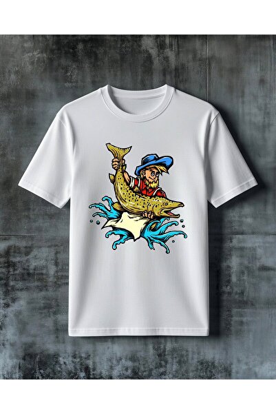 COMVİCHO Balikci Balik Printed Oversize T-Shirt