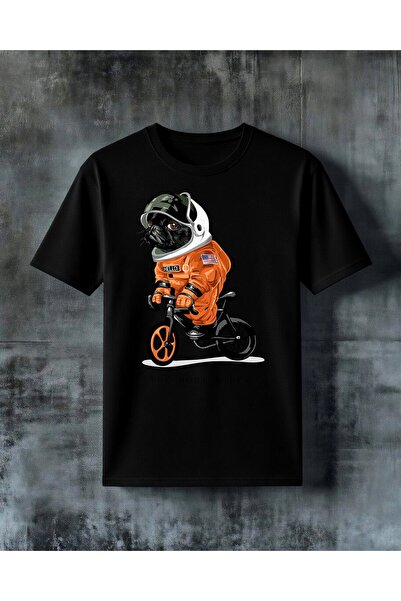 COMVİCHO Moon Rider Astronaut Kopek Printed Oversize T-Shirt