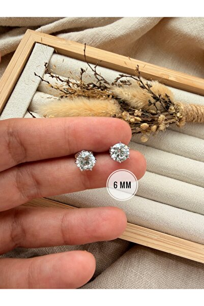 Tiştok accessory Xuping Marka Gümüş Renk 6 MM Zirkon Taşlı Pırlanta Tasarım T...