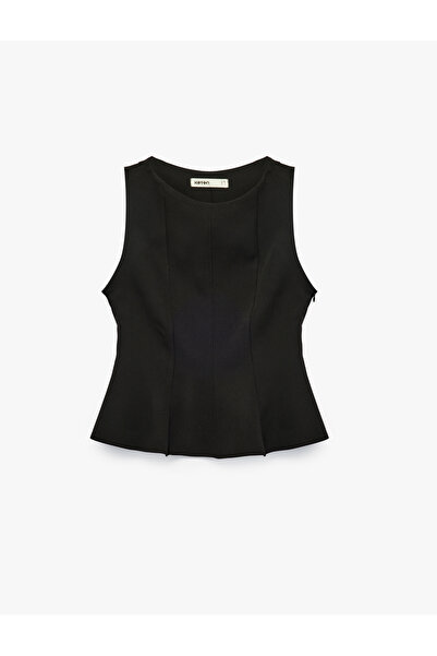 Koton Slim Fit Sleeveless Crew Neck Peplum Blouse