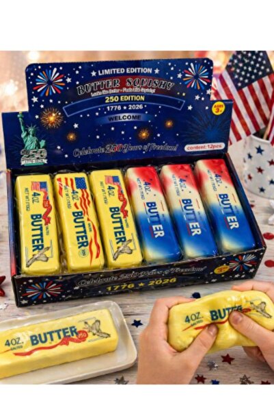 SHOP LIKE A PRO Butter Squishy USA Edition 13 cm, Jucarie Antistres Soft Sque...