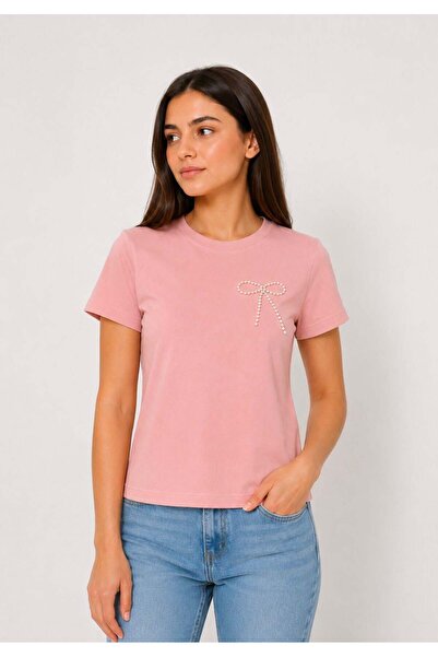 Raneel Kazançlı Alışveriş Women's Camisole Crew Neck Crop Blouse Pink