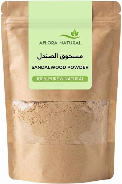 AFLORA Pure Sandalwood Powder, Face Mask and Gentle Exfoliant, Luminous Compl...