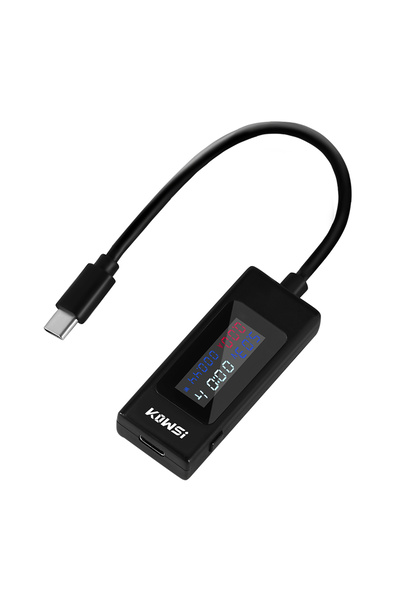 Choice1 جهاز اختبار الجهد والتيار من نوع USB-C باللون الأسود، مقياس الجهد من ...